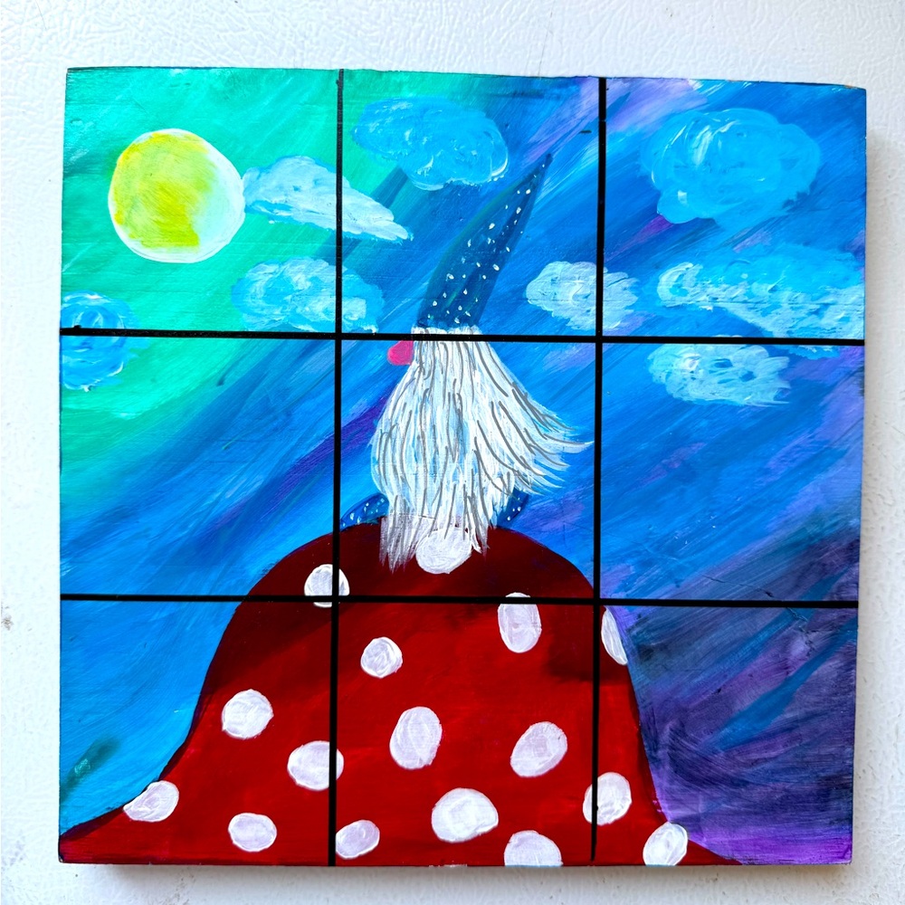 Hand painted Tic-Tac-Toe Board
